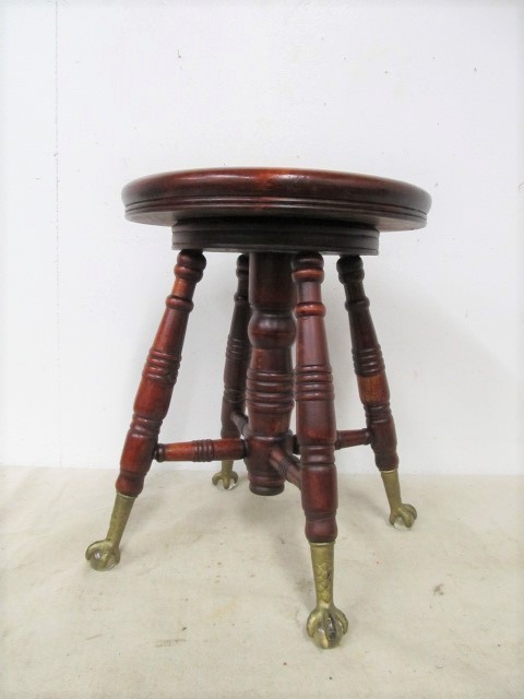lot 12 image: NICE Antique Adjustable Claw & Glass Ball Stool