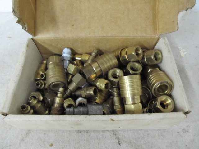 lot 24 image: Large Lot of Brass Air Hose & Compressor Fittings
