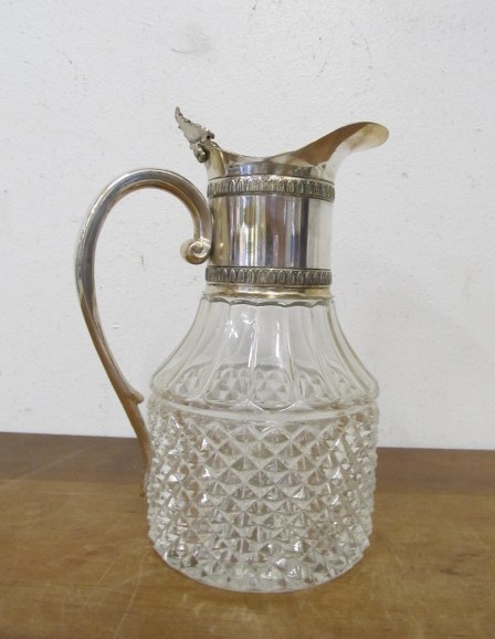 lot 31 image: Vintage Signed Italian Silver Plate & Crystal Pitcher