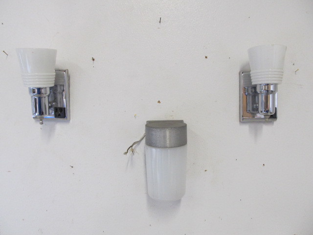 lot 49 image: 3 Vintage Chrome Wall Sconces