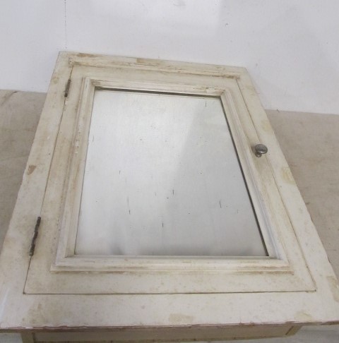 lot 74 image: Large Vintage Painted Wooden MedicineBathroom Cabinet