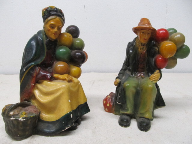 lot 129 image: 2 Vintage 1930s Chalkware Figures