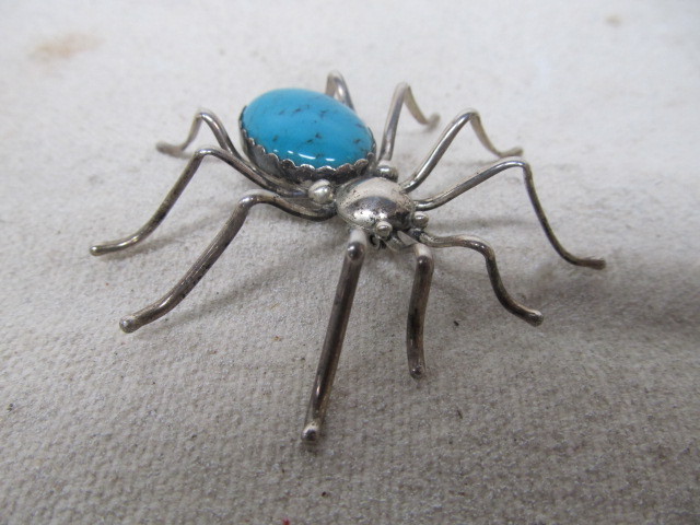lot 130 image: Large Vintage Sterling Silver Spider Brooch Pin