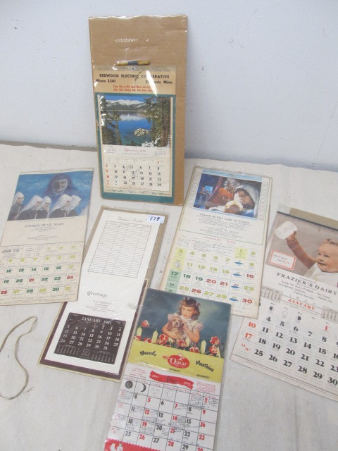 lot 174 image: Lot of Vintage Advertising Wall Calendars