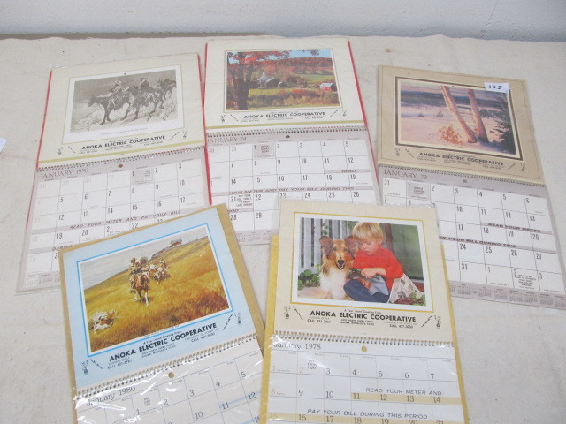 lot 175 image: Lot of Vintage ANOKA Electric Advertising Wall Calendars