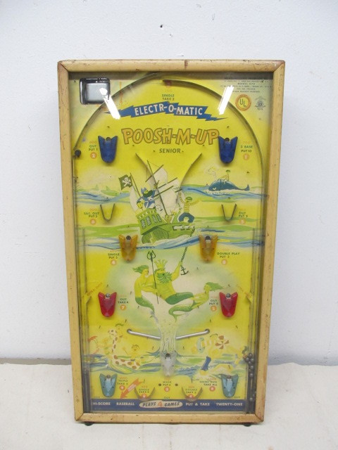 lot 181 image: Vintage Tabletop POOSH-M-UP Pinball Game
