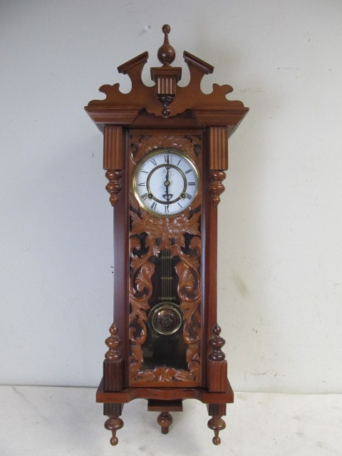lot 94 image: Ornate Hanging Wooden Wall Clock