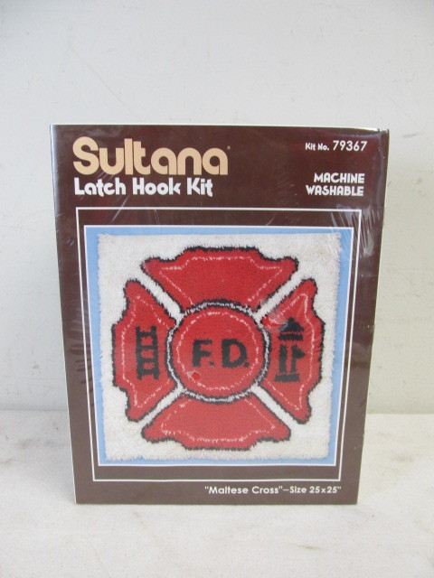 lot 98 image: Vintage NOS Fire Department Latch Hook Rug Kit