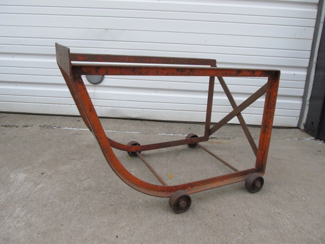 lot 223 image: Antique Industrial Factory Iron Barrel Cart