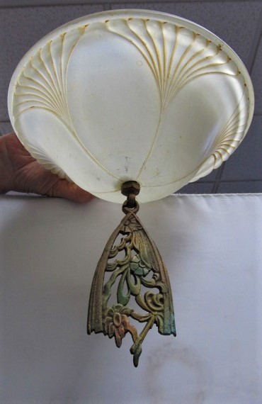 lot 216 image: Vintage 1920s-30s Glass Light Fixture