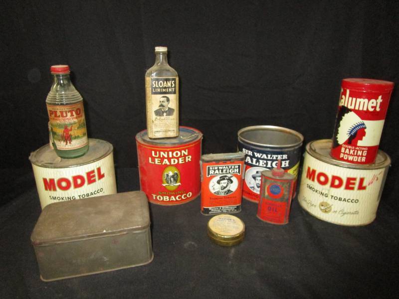 lot 22 image: Various old Tins and bottles