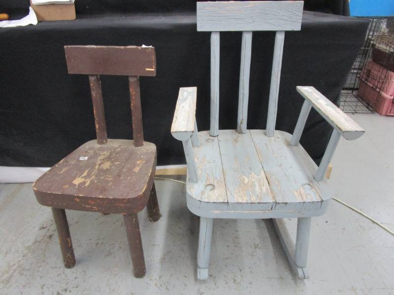 lot 78 image: Very Sturdy Primitive Chair and Rocker