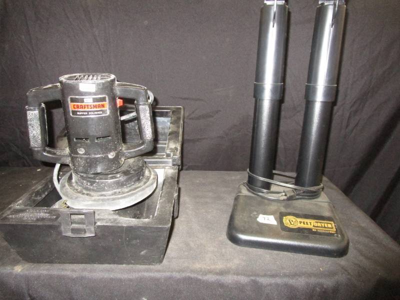 lot 110 image: Boot dryer and Craftsman bufferpolisher