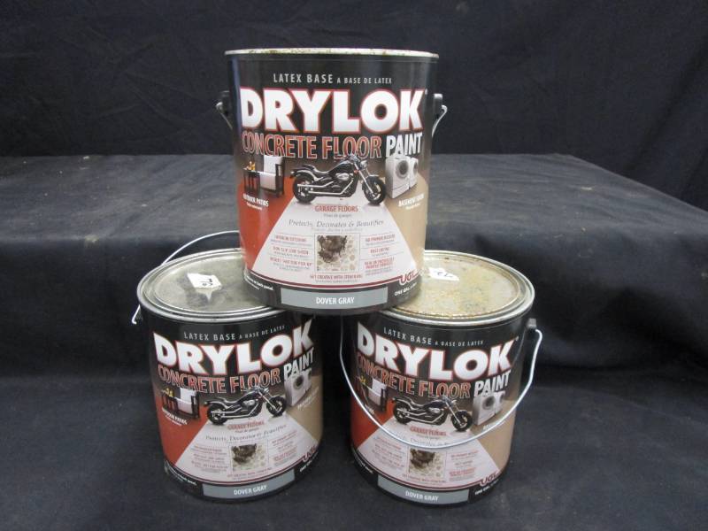 lot 111 image: 3 gals of Drylok concrete floor paint.  Dover gray