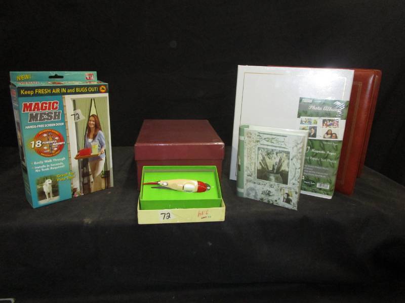 lot 115 image: Magic Mesh Hands Free Screen Door, Unopened Photo Albums and Magic Sticher