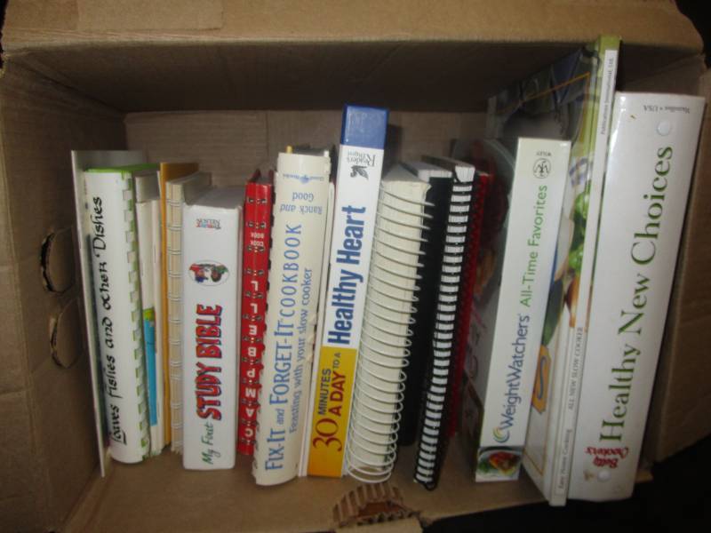 lot 128 image: Cook books, study bible, weight watchers
