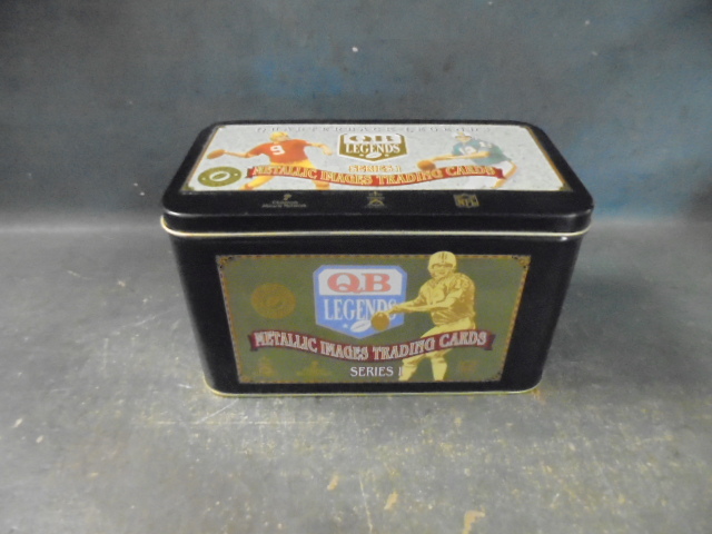 lot 23 image: Limited Edition QB Legends Metal Football Card Set with Collectors Tin