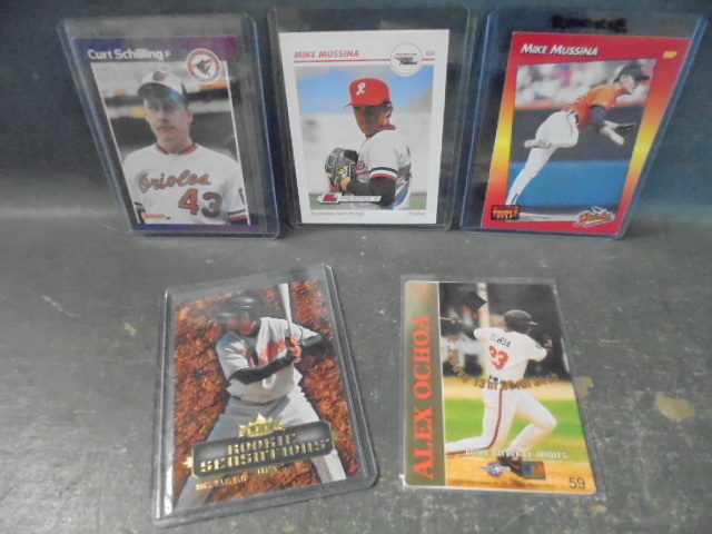 lot 31 image: Baltimore Orioles Star Rookie Baseball Cards, Schilling, Mussina, Markakis, and Ochoa