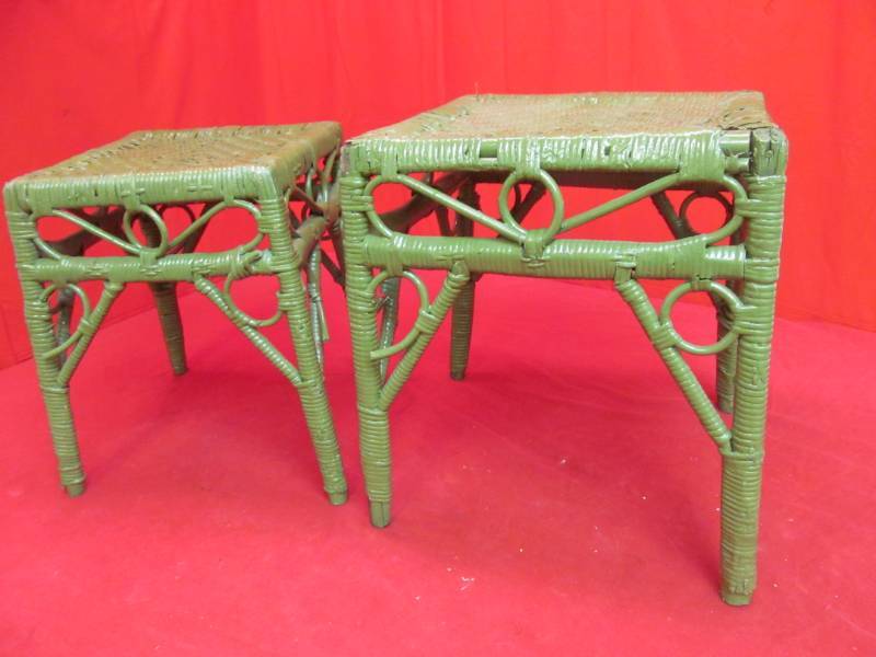 lot 102 image: Vintage wicker end tables