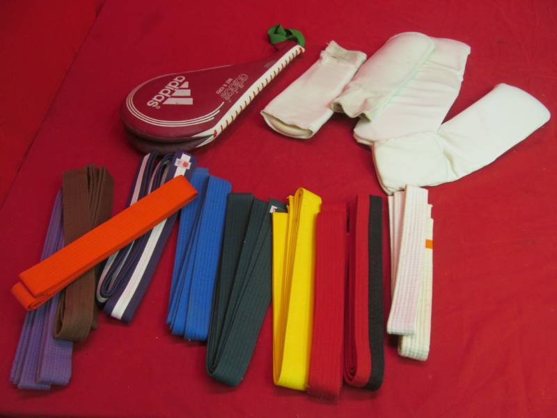 lot 128 image: Martial arts belts and pads