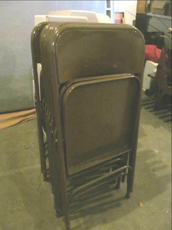 lot 177 image: 8 metal brown folding chairs
