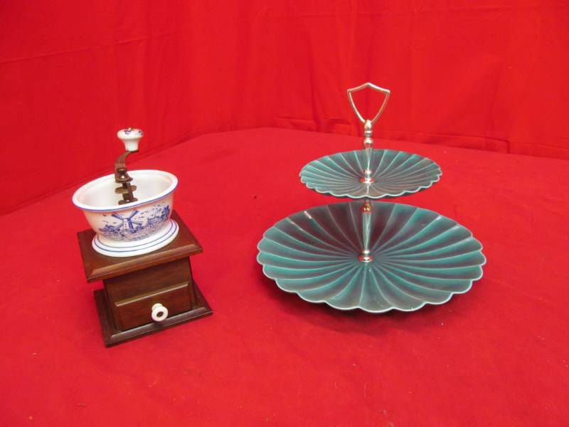 lot 187 image: antique coffee grinder, candy dish