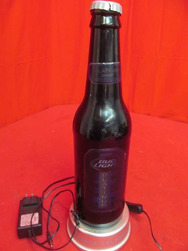 lot 285 image: Bud Light Platinum beer bottle light (works)