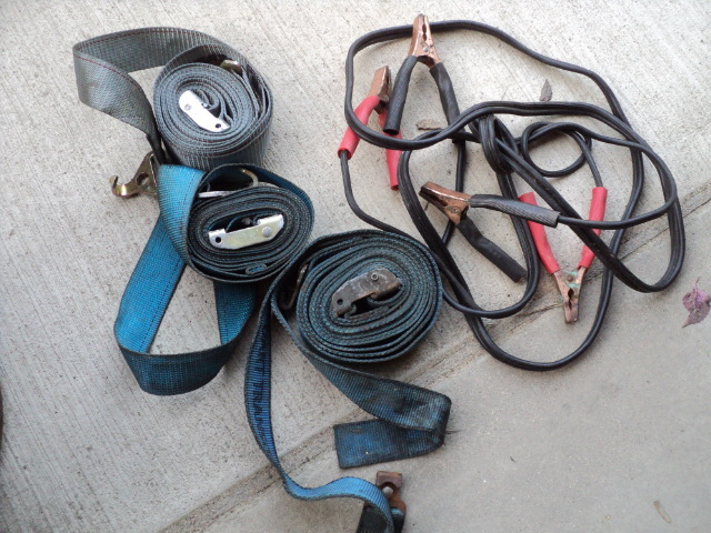 3 heavy duty ratchet straps and jum...