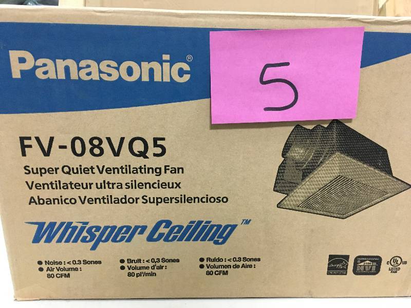 lot 5 image: PANASONIC WhisperCeiling Fan - Quiet, Spot Ventilation Solution, 80 CFM in good conditions