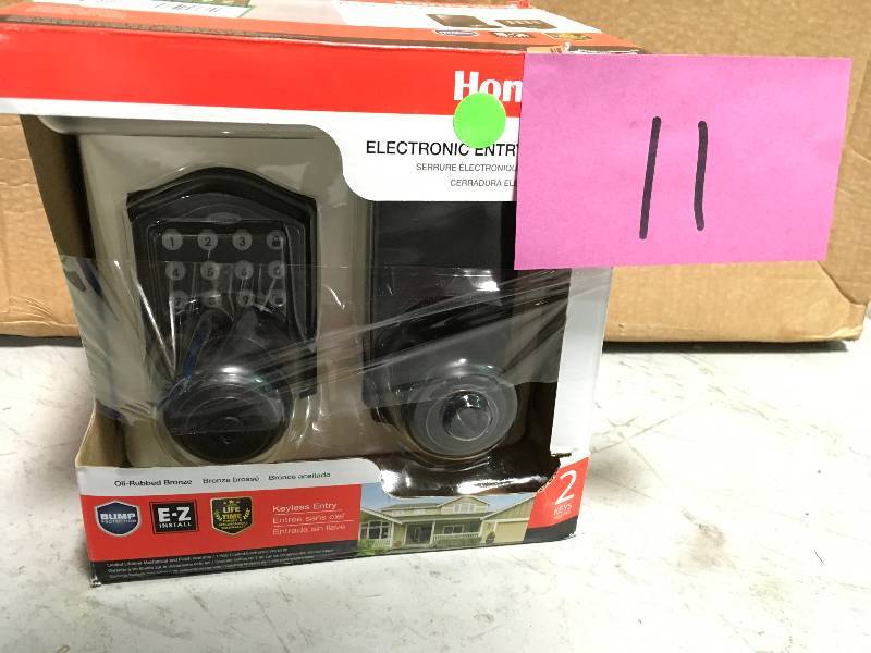 lot 11 image: Honeywell Electronic Entry Knob Door Lock with Keypad in Oil Rubbed Bronze, 8732401 in good conditions