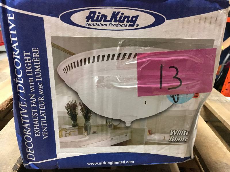 lot 13 image: Air King DRLC703 Decorative Round Exhaust FanLight Combo Pack of 1 in working conditions