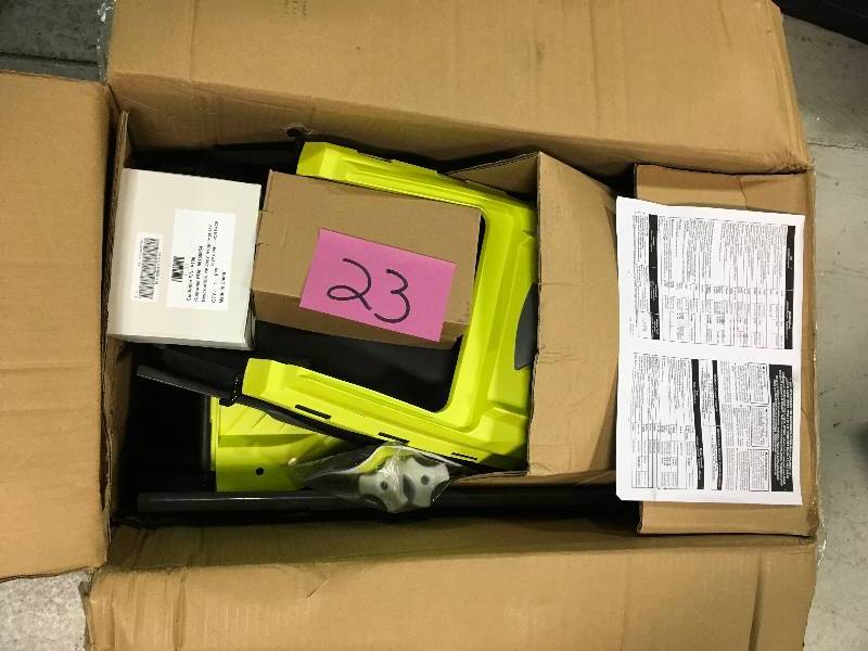 lot 23 image: Ryobi P1140 Electric Cordless Push Lawn Mower in working conditions