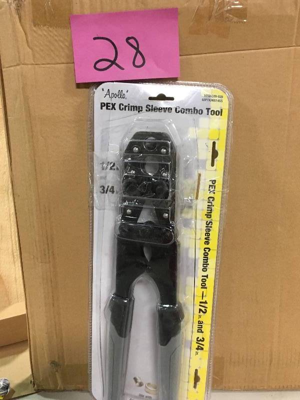 lot 28 image: Apollo PEX 69PTKH0014SS 12 34 Combo Stainless Steel Crimping Tool in good conditions