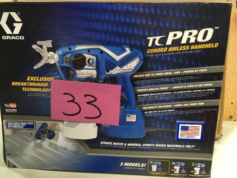 lot 33 image: Graco TC Pro Corded Airless Handheld Paint Sprayer 17N163 in working conditions