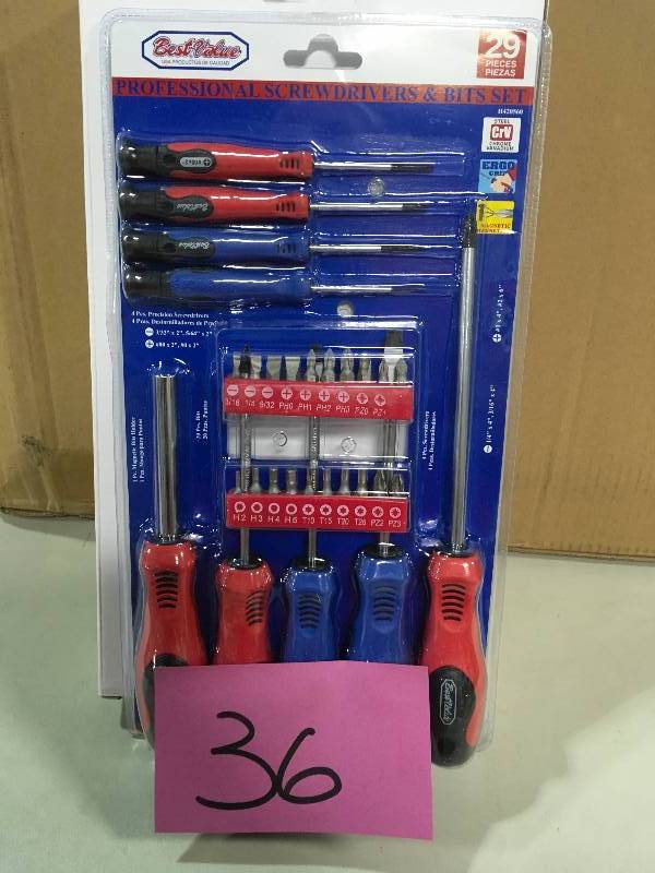 lot 36 image: BEST VALUE Screwdriver Set (29-Piece) not used