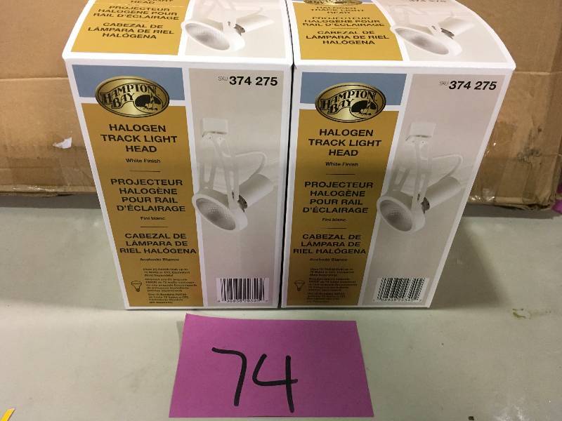 lot 74 image: Hampton Bay F23 # 374-275 75 Watt Par30 Halogen Track Light Head White LOT OF 2 New