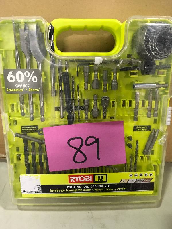 lot 89 image: Ryobi Drill and Drive Kit (90-Piece) in good conditions