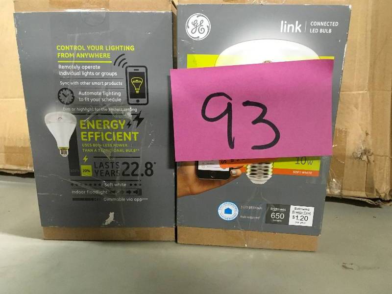 lot 93 image: GE Link 65W Equivalent Soft White (2700K) BR30 Connected Home LED Light Bulb  LOT OF 2 New
