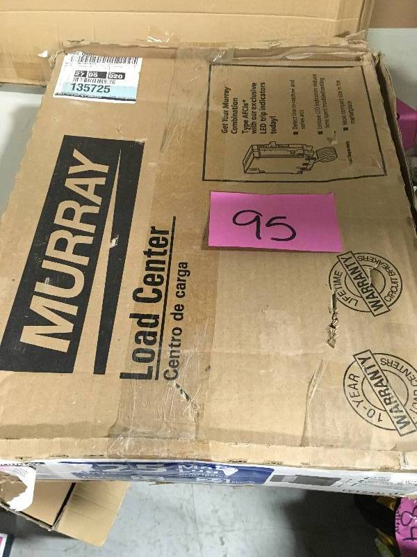 lot 95 image: MURRAY 125 Amp 12 Space 24 Circuit Main Lug Load Center not used