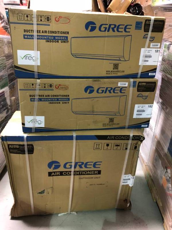 lot 104 image: GREE Multi-21 Zone 18,000 BTU 1.5 Ton Ductless Mini Split Air Conditioner with Heat, Inverter, Remote - 208-230-Volt60Hz not used