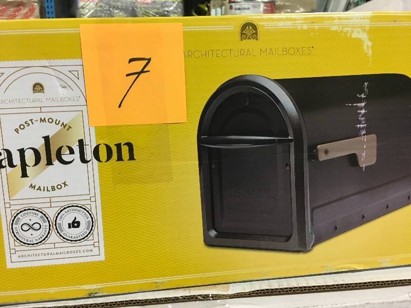 Mapleton Post Mount Mailbox Rubbed Bronze with Premium Champagne Flag