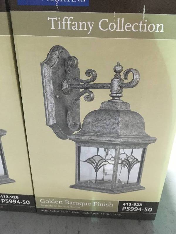 Progress Lighting P5994-50 Tiffany Collection 1-Light Golden Baroque Wall Lantern  LOT OF 2 new