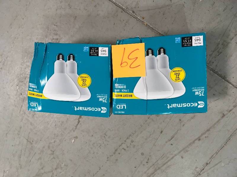 LOT OF 2 ECOSMART 75-Watt Equivalent BR40 Dimmable Energy Star LED Light Bulb Bright White (2-Pack) new