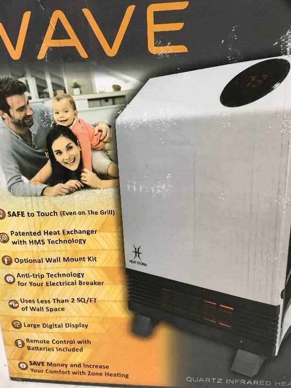 lot 12 image: Heat Storm Wave Indoor Infrared Wall Heater with Legs Portable Room in good conditions