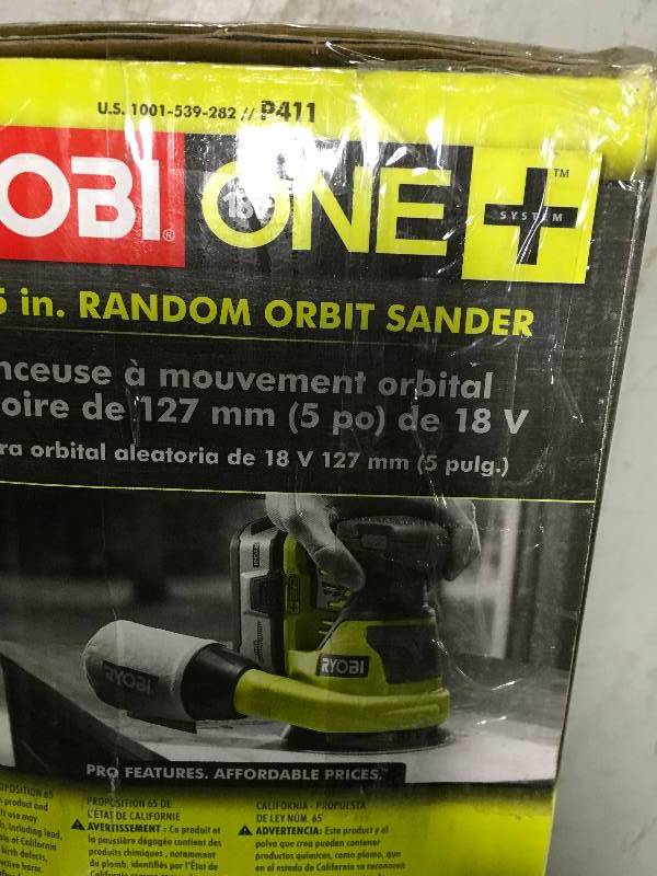 lot 25 image: RYOBI P411 ONE 18-Volt 5 in. Cordless Random Orbit Sander (Tool-Only) in working conditions