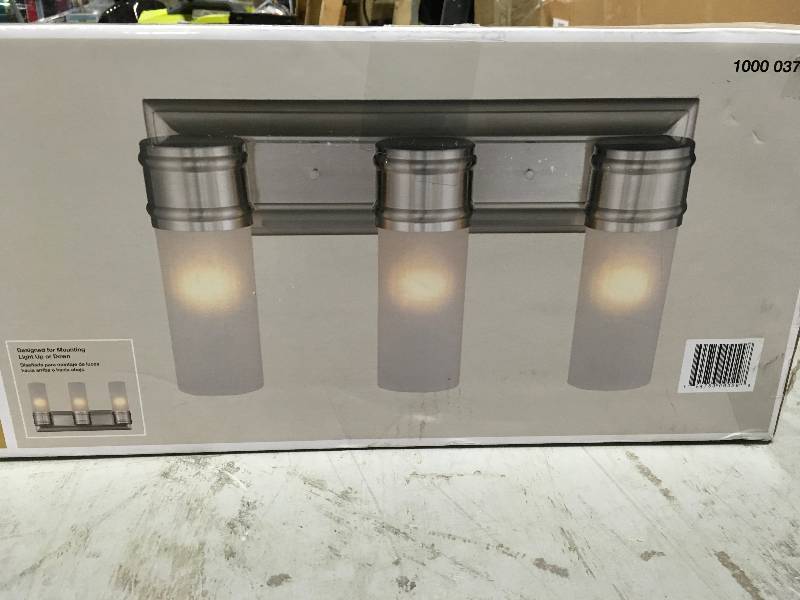 lot 39 image: 3-Light Brushed Nickel Wall Vanity Fixture new