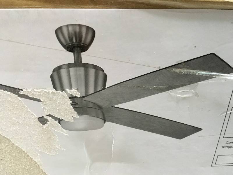lot 45 image: Hampton Bay Trusseau 52 in. Indoor Brushed Nickel Ceiling Fan with Light Kit and Remote Control in working conditions