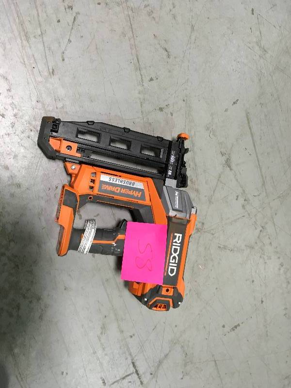 lot 58 image: RIDGID Hyperdrive 18v Brushless 18 Gauge 2-18 Brad Nailer  Used in good working cond.