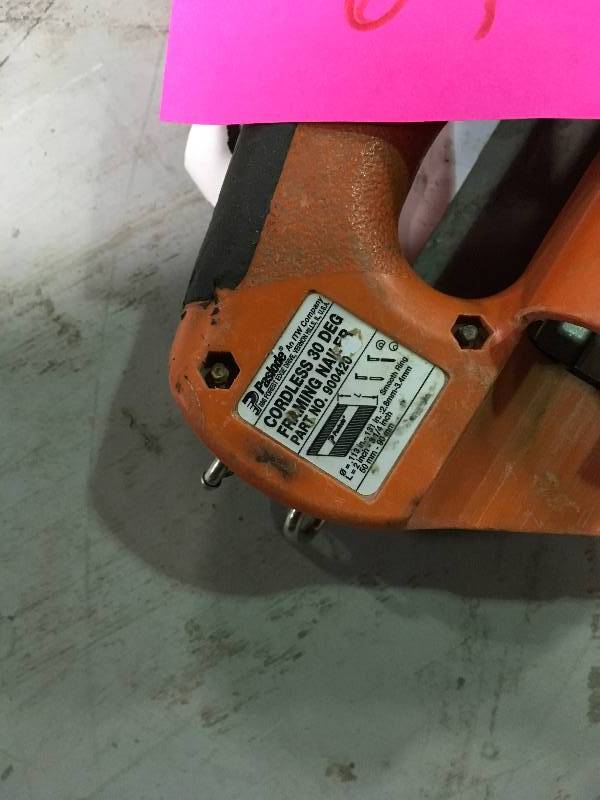 lot 64 image: Paslode 30 Degree Cordless Angle Framing Nailer 900420  USED unknown conditions not tested