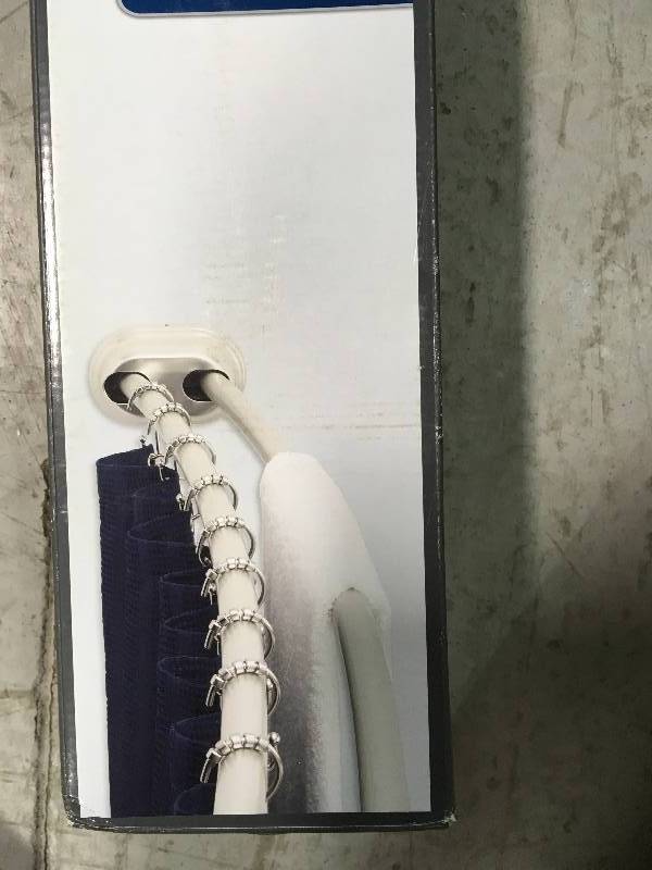 lot 80 image: Rustproof 72 in. Adjustable Tension Mount Curved Shower Rod in Brushed Nickel in good conditions